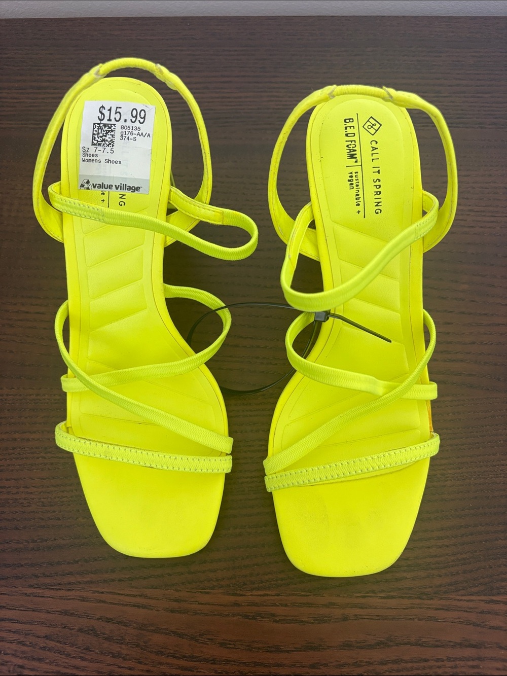 Call It Spring Neon Yellow Strappy Heeled Sandals